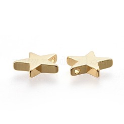 真鍮製チャーム  長持ちメッキ  スター  18KGP本金メッキ  11.5x12x2.5mm  穴：1.2mm&nbsp;X-KK-F783-06G