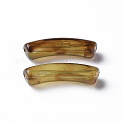 ツートンアクリルビーズ  天然石風  カーブチューブ  ダークカーキ  31x9.5x7.5mm  穴：1.8mm&nbsp;X-MACR-S272-78E