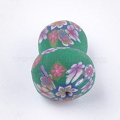 手作り樹脂粘土ビーズ  片穴ビーズ  花とキノコ  ミックスカラー  16.5~19.5x11~13x11~13mm  半分穴：0.7~1mm&nbsp;X-CLAY-T017-12