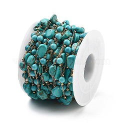 Handmade Nuggets Synthetic Turquoise Beaded Chains&nbsp;CHS-P019-06G-B