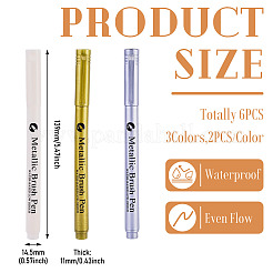 6Pcs 3 Colors Plastic Metallic Brush Pen&nbsp;AJEW-TA0003-65