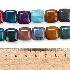 天然石ドラゴンアゲート瑪瑙ビーズ連売り  染め＆加熱  正方形  ミックスカラー  13~14.5x13~14.5x6~8mm  穴：1~1.4mm  約30個/連  16.26''（41.3センチメートル）&nbsp;GG-L001-K01-01F