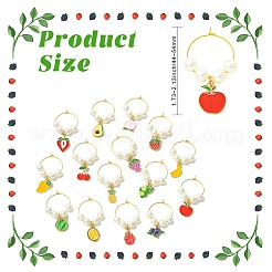 15Pcs Fruit Theme Glass Wine Glass Charms&nbsp;AJEW-CJ00014