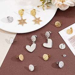 64Pcs 2 Colors 304 Stainless Steel Stud Earring Findings&nbsp;STAS-BBC0010-45