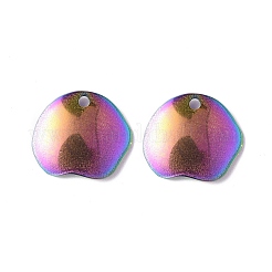 イオンプレーティング（IP）304ステンレスペンダント  イレギュラーフラットラウンドチャーム  虹色  15x17x2.5mm  穴：1.6mm&nbsp;STAS-I694-37MC