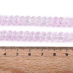 クラックル透明ガラスビーズ連売り  ロンデル  パールピンク  8~8.5x3.5~5mm  穴：1~1.4mm  約76~86個/連  15.16~15.55インチ（38.5~39.5cm）&nbsp;GLAA-N069-02A-08