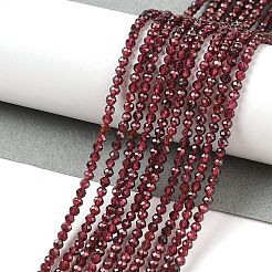 天然石ガーネットビーズ連売り  多面カット  ラウンド  2~2.5mm  穴：0.5mm  約180~200個/連  14.5~16.1インチ（37~41cm）&nbsp;G-F619-17A-2mm