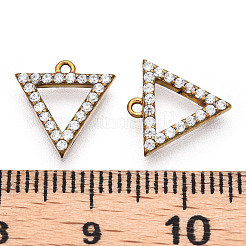 Brass Micro Pave Clear Cubic Zirconia Charms&nbsp;ZIRC-Q002-150C-NF