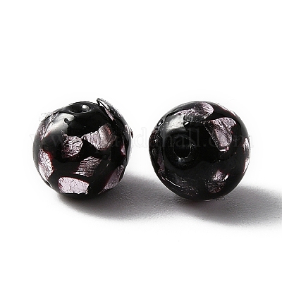 手作りランプワークビーズ  ラウンド  ピンク  8x7.5mm  穴：1.2mm&nbsp;GLAA-WH0033-48D-1
