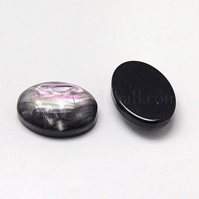 樹脂カボション  模造シェル  オーバル  ブラック  14x10x4mm&nbsp;CRES-J038-10x14mm-02-1