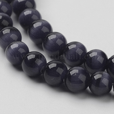 キャッツアイビーズ  ラウンド  ダークブルー  12mm  穴：1.5mm  約32個/連  14.5インチ&nbsp;CER12mm26-1