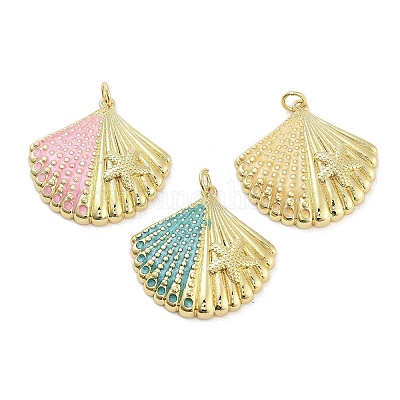 Rack Plating Brass Enamel Pendants&nbsp;KK-Z064-01G-1