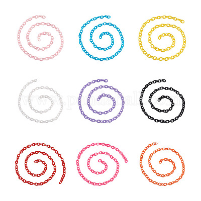 ABSプラスチックアズキチェーン  オーバル  ミックスカラー  14.96インチ〜15.35インチ（38~39cm）  5.5~6mm  9色  1連 / color  1連 /セット&nbsp;KY-YS0001-02-1