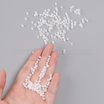 ガラスシードビーズ  セイロン  ラウンド  ホワイト  8/0  3mm  穴：1mm  約10000個/ポンド&nbsp;SEED-A011-3mm-141-1