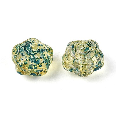 ピカソの透明ガラスビーズ  花  淡いチソウ  11.5x12x8.5~9mm  穴：1.1mm  約300個/ポンド&nbsp;SEED-N012-03A-1