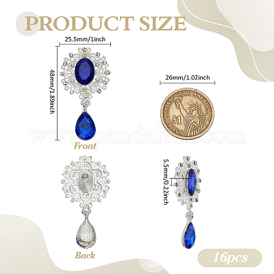 16Pcs Alloy Rhinestone Cabochons&nbsp;FIND-FG0004-26B-1