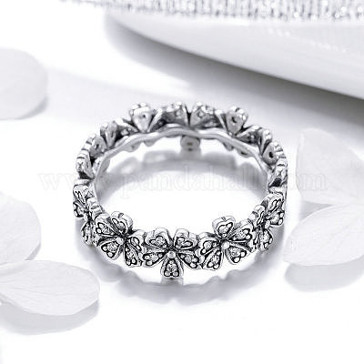 Vintage Pandora Ring Cubic Zirconia Square Sparkle Halo Ring