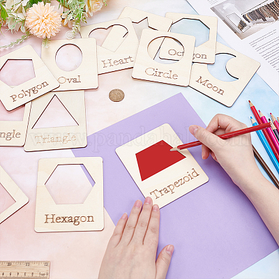 12Pcs MDF Geometric Shape Template&nbsp;DIY-UN0007-96B-1