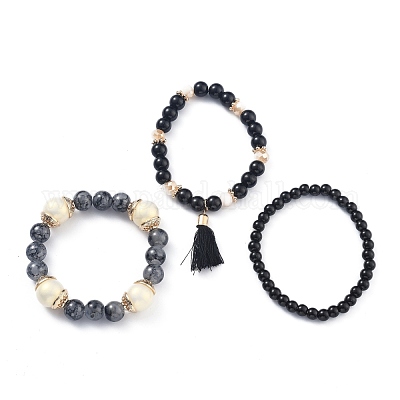 Multi-layered Stretch Bracelets Sets&nbsp;BJEW-H533-01D-1