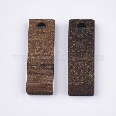 ウォールナットウッドペンダント  長方形  サドルブラウン  20x6.5x2.5~3mm  穴：1.8mm&nbsp;WOOD-S054-30-1