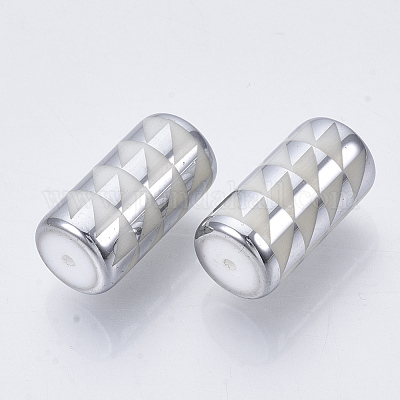 電気メッキガラスビーズ  三角形模様の列  銀  20x10mm  穴：1.2mm  約50個/袋&nbsp;EGLA-N003-05F-1