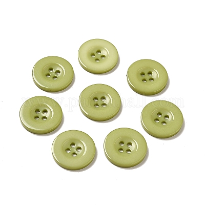 樹脂ボタン  染め  フラットラウンド  ダークシーグリーン  20x3mm&nbsp;RESI-D033-20mm-08-1
