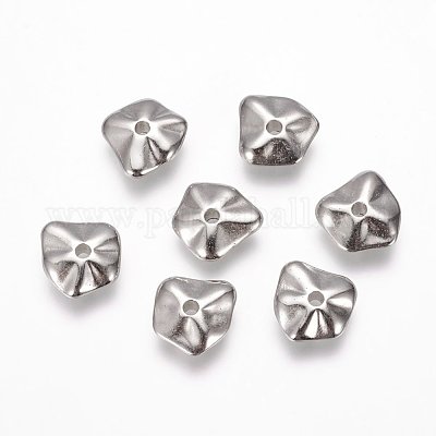 CCBプラスチックビーズ  ナゲット  プラチナ  12x12x4mm  穴：2mm&nbsp;CCB-F004-13P-1