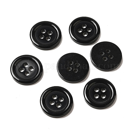 樹脂ボタン  染め  フラットラウンド  ブラック  15x2.5mm  穴：2mm  395個/袋&nbsp;RESI-D030-15mm-02-1