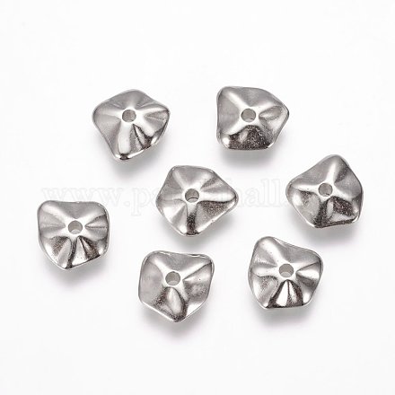 CCBプラスチックビーズ  ナゲット  プラチナ  12x12x4mm  穴：2mm&nbsp;CCB-F004-13P-1