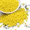 8/0 Opaque Colours Round Glass Seed Beads, Yellow, 3mm, Hole:1mm, about 1101pcs/50g