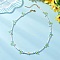 Faceted Round Dyed Natural White Jade & Flower Handmade Millefiori Glass & Glass Seed Beaded Necklaces for Women, Golden, Sky Blue, 16.54 inch(42cm)