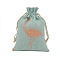 Linenette Drawstring Bags, Rectangle, Flamingo Pattern, 18x13cm