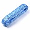 Mesh Ribbon, Plastic Net Thread Cord, with Flower Pattern, Light Sky Blue, 50mm, about 50yards/bundle