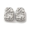 Brass Beads, Cadmium Free & Nickel Free & Lead Free, Textured, Rectangle, Real Platinum Plated, 12.5x9x6mm, Hole: 3.5x2.5mm