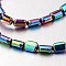 Electroplate Non-magnetic Synthetic Hematite Bead Strands, Rectangle, Multi-color Plated, 6x4x3mm, Hole: 1mm, about 67pcs/strand, 15.7 inch