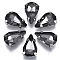 Sew on Rhinestone, Glass Rhinestone, Multi-strand Links, with Stainless Steel Settings, Garments Accessories, Faceted, Teardrop, Black Diamond, 13x8x5mm, Hole: 1.2mm