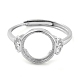 Flat Round Adjustable 925 Sterling Silver Ring Components&nbsp;STER-G042-02P-2
