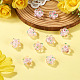 10個の手作りランプワークビーズ  バンピー  花  ピンク  13.5~14x14.5~15x7~8mm  穴：1.4mm&nbsp;LAMP-TADJ0001-01J-5