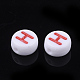 初期のアクリルビーズ  水平穴  フラットラウンド  ミックスカラー  文字.h  7x3.5~4mm  穴：1.2mm  約370個/50g&nbsp;X-OACR-E001-20H-2