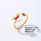 Christmas Deer Golden Brass Open Cuff Ring&nbsp;EG7863-1-1
