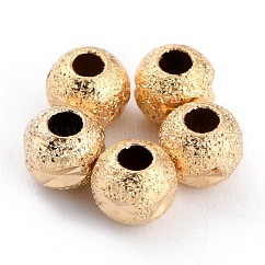 Brass Spacer Beads, Cadmium Free & Lead Free, Long-Lasting Plated, Round, Real 24K Gold Plated, 4x3.5mm, Hole: 1.5mm