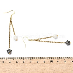 スターナチュラルラルビカイト＆ホワイトジェイドのイヤリング（女性用）  304ステンレススチールタッセルイヤリング  ゴールドカラー  73x8mm&nbsp;EJEW-JE07131