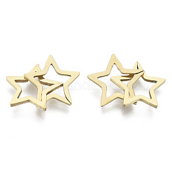 201 ステンレススチールリンクリング  クイックリンクコネクター  レーザー切断  スター  ゴールドカラー  11x12x1mm  内径：6.5x7mm  約2個/セット&nbsp;STAS-N091-130G