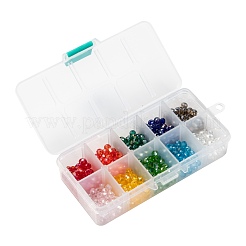 10色の電気メッキガラスビーズ  ABカラーメッキ  多面カット  ロンデル  ミックスカラー  6x5mm  穴：1mm  10色  50個/カラー  500個/箱&nbsp;EGLA-JP0002-01B-6mm
