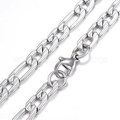変色しない304ステンレススチールネックレス  フィガロチェーン  カニカン付き  ステンレス鋼色  19.6インチ（50cm）  6mm&nbsp;NJEW-G283-04P