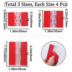 12個 3スタイル アクリル粘着ヒンジ  長方形  レッド  23.5~45x34~35x5.5~6mm  4個/スタイル&nbsp;FIND-GF0005-56