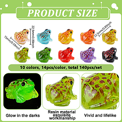 140Pcs 10 Colors Luminous Plastic Frog Figurines Ornament&nbsp;DJEW-GO0001-16