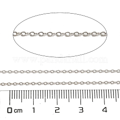 Anti-Tarnish Rhodium Plated 925 Sterling Silver Flat Cable Chains&nbsp;STER-F052-04P-01