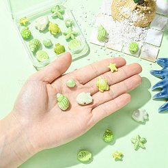 24個 8種類の手作り磁器ビーズ  光沢釉の磁器  淡緑色  9.5~21x10.5~20.5x5~12mm  穴：1.2~2.5mm  3個/スタイル&nbsp;PORC-FS0001-46D