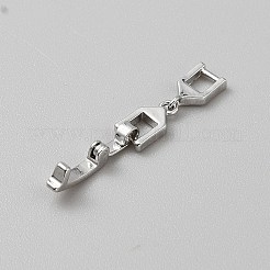 真鍮製折りたたみ式クラスプ  プラチナメッキ  23x5x4mm  穴：3x3mm&nbsp;KK-WH20001-09P